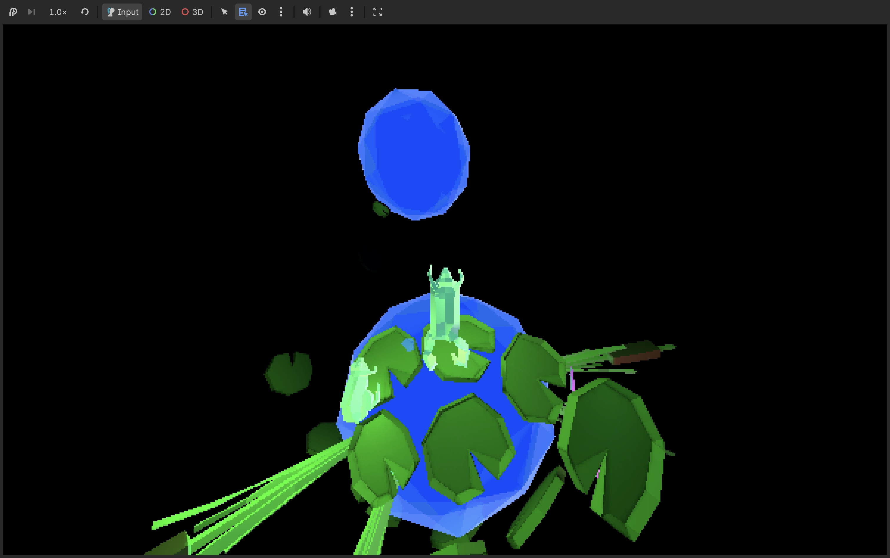 A screenshot of my 3D frog game.